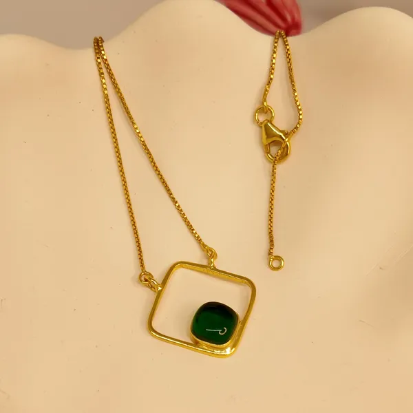 Gold_And_Green_Hydro,_Silver_With_Plating_Chain_With_Pendent_For_Women