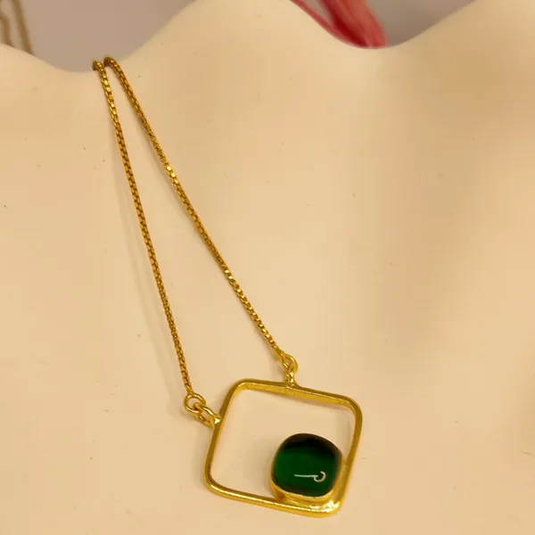 Gold_And_Green_Hydro,_Silver_With_Plating_Chain_With_Pendent_For_Women