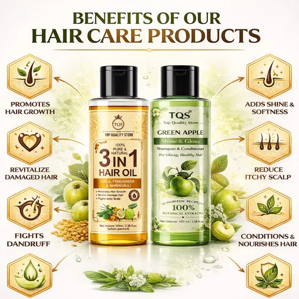 TQS_Top_Quality_Store_Amla_Apple_Shampoo_&_3_in_1_Hair_Oil_Combo_with_Bhringraj,_Fenugreek_&_Shikakai,_Herbal_Ayurvedic_Formula_for_Hair_Growth,_Shine,_Hair_Fall_Control_&_Healthy_Scalp