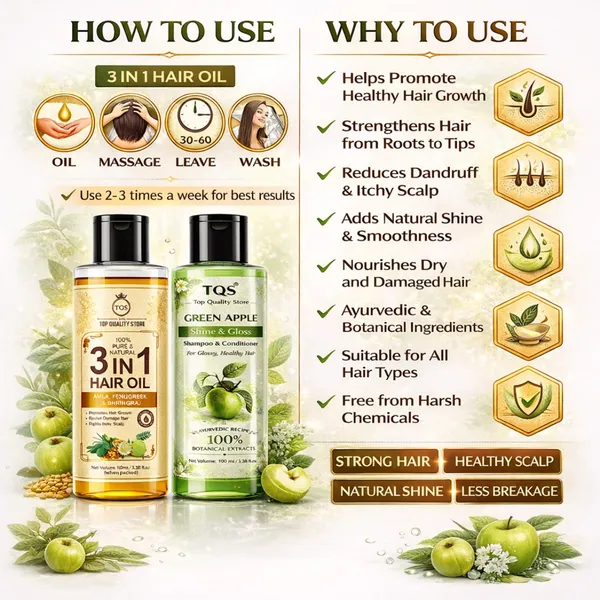 TQS_Top_Quality_Store_Amla_Apple_Shampoo_&_3_in_1_Hair_Oil_Combo_with_Bhringraj,_Fenugreek_&_Shikakai,_Herbal_Ayurvedic_Formula_for_Hair_Growth,_Shine,_Hair_Fall_Control_&_Healthy_Scalp