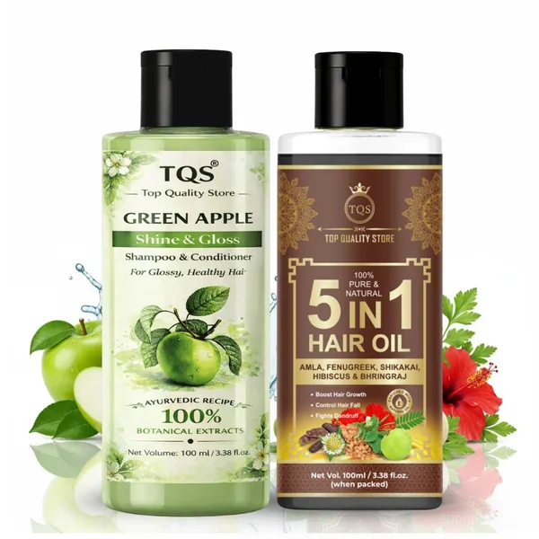 TQS_Top_Quality_Store_Amla_Apple_Shampoo_and_Herbal_5_in_1_Hair_Oil_with_Bhringraj,_Fenugreek_&_Natural_Botanicals,_Ayurvedic_Solution_for_Hair_Fall,_Dandruff_Control_&_Hair_Growth