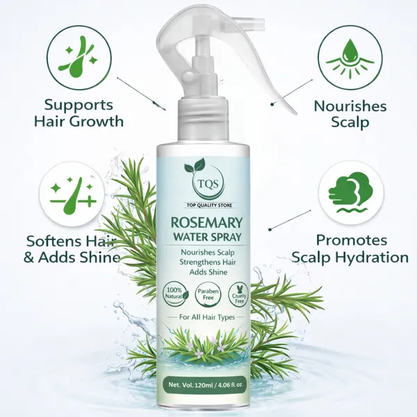TQS_Rosemary_Water_Spray_120ml_for_Hair_Growth_|_Anti_Hair_Fall_Hair_Spray_|_Rosemary_Hair_Mist_for_Strong_Thick_Hair_|_Herbal_Hair_Tonic_Spray_|_Natural_Scalp_Nourishing_Spray_for_Men_Women_|_Paraben