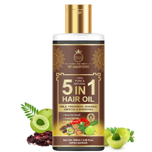 5_in_1_Hair_Oil_with_Amla,_Fenugreek,_Shikakai,_Hibiscus_&_Bhringraj_|_Herbal_Hair_Oil_for_Strong,_Smooth_&_Healthy_Hair_|_Natural_Daily_Use_Hair_Care_Oil_for_Men_&_Women_|_Non_Sticky_Hair_Oil_by_Top