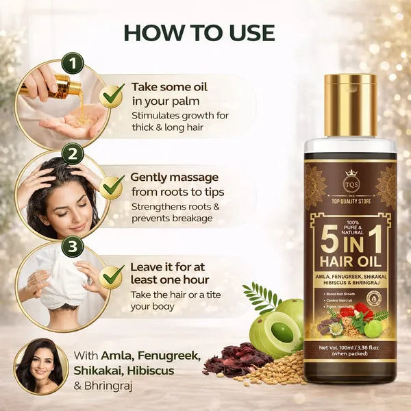 5_in_1_Hair_Oil_with_Amla,_Fenugreek,_Shikakai,_Hibiscus_&_Bhringraj_|_Herbal_Hair_Oil_for_Strong,_Smooth_&_Healthy_Hair_|_Natural_Daily_Use_Hair_Care_Oil_for_Men_&_Women_|_Non_Sticky_Hair_Oil_by_Top