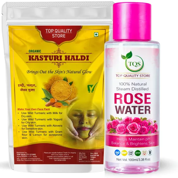 Top_Quality_Store_Organic_Kasturi_Haldi_Powder_with_100%_Natural_Rose_Water_Combo_for_Face_Pack,_Skin_Care,_Herbal_Beauty_Powder_&_Steam_Distilled_Rose_Water_for_Daily_Skin_Care_Routine_for_Men_and_Wo