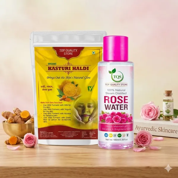 Top_Quality_Store_Organic_Kasturi_Haldi_Powder_with_100%_Natural_Rose_Water_Combo_for_Face_Pack,_Skin_Care,_Herbal_Beauty_Powder_&_Steam_Distilled_Rose_Water_for_Daily_Skin_Care_Routine_for_Men_and_Wo