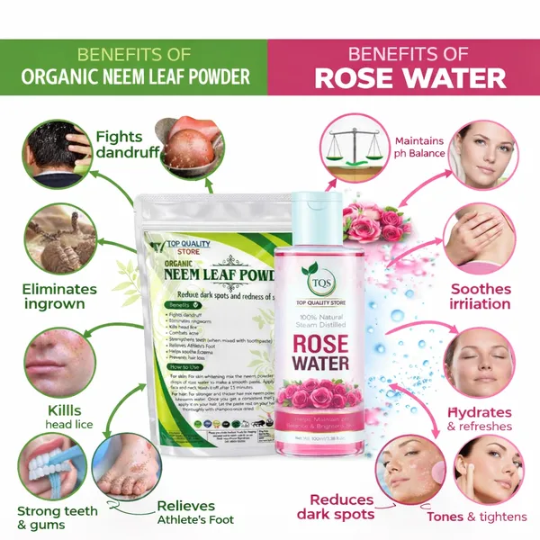TQS_Neem_Leaf_Powder_with_Rose_Water_Combo_|_100%_Natural_Neem_Powder_&_Steam_Distilled_Rose_Water_|_Acne_Care,_Dandruff_Control_&_Skin_Brightening_|_Face_Pack_&_Hair_Pack_Combo