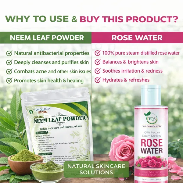 TQS_Neem_Leaf_Powder_with_Rose_Water_Combo_|_100%_Natural_Neem_Powder_&_Steam_Distilled_Rose_Water_|_Acne_Care,_Dandruff_Control_&_Skin_Brightening_|_Face_Pack_&_Hair_Pack_Combo