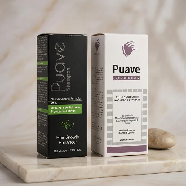 Puave_Shampoo_100ml_and_Conditioner_250ml_Combo_for_Normal_to_Dry_Hair,_Daily_Use_Hair_Care_Set_with_Caffeine,_Biotin,_Honey_&_Argan_Oil,_Helps_Keep_Hair_Clean,_Soft_and_Manageable,_Suitable_for_Men_W