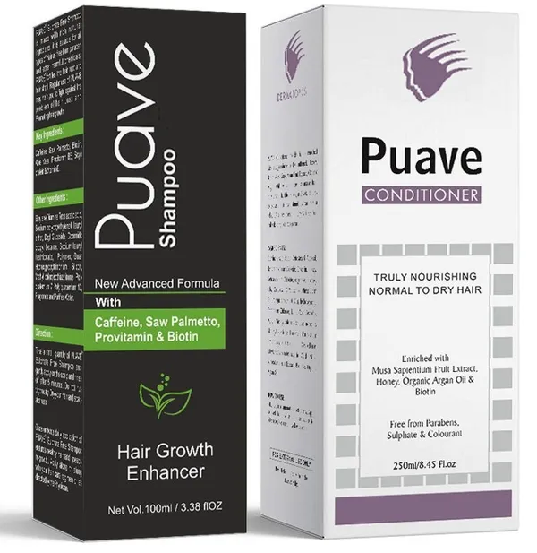 Puave_Shampoo_100ml_and_Conditioner_250ml_Combo_for_Normal_to_Dry_Hair,_Daily_Use_Hair_Care_Set_with_Caffeine,_Biotin,_Honey_&_Argan_Oil,_Helps_Keep_Hair_Clean,_Soft_and_Manageable,_Suitable_for_Men_W