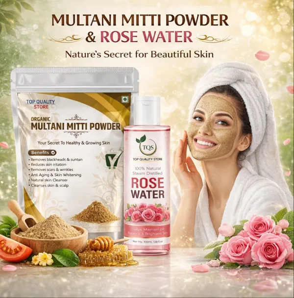 TQS_Organic_Multani_Mitti_Powder_&_Rose_Water_|_Natural_Skin_Care_Combo_for_Oily_&_Acne_Prone_Skin_|_Helps_Clean_Pores,_Control_Excess_Oil_&_Maintain_pH_Balance