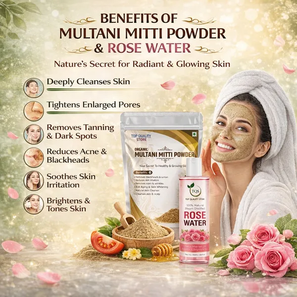 TQS_Organic_Multani_Mitti_Powder_&_Rose_Water_|_Natural_Skin_Care_Combo_for_Oily_&_Acne_Prone_Skin_|_Helps_Clean_Pores,_Control_Excess_Oil_&_Maintain_pH_Balance