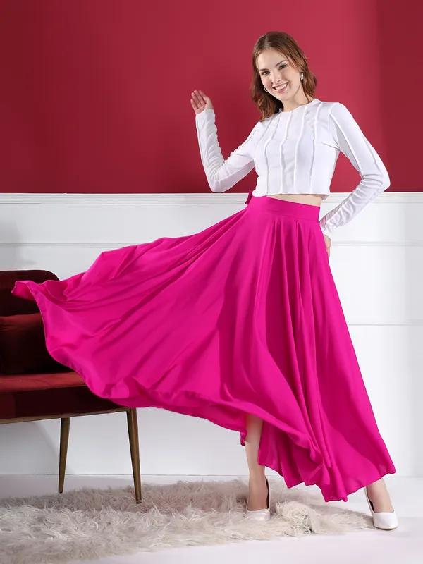 Vibrant_Magenta_High-Waisted_Pleated_Maxi_Skirt