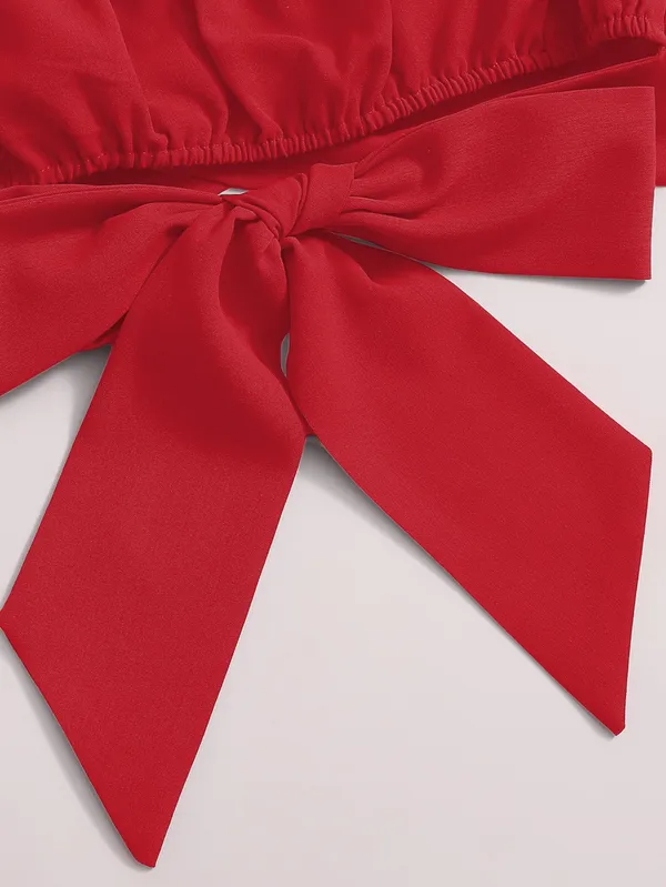 Red_Off-Shoulder_Crop_Top_With_Puff_Sleeves_And_Bow_Tie