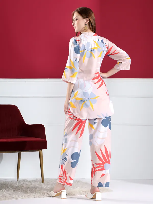 Women'S_Floral_Print_Co-Ord_Set_-_Pink_Collar_Top_And_Pyjama_Set