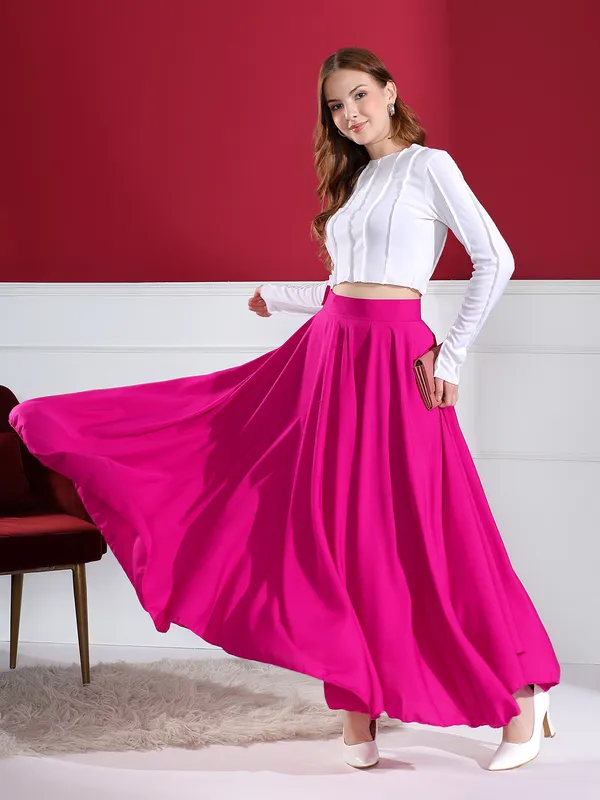 Vibrant_Magenta_High-Waisted_Pleated_Maxi_Skirt