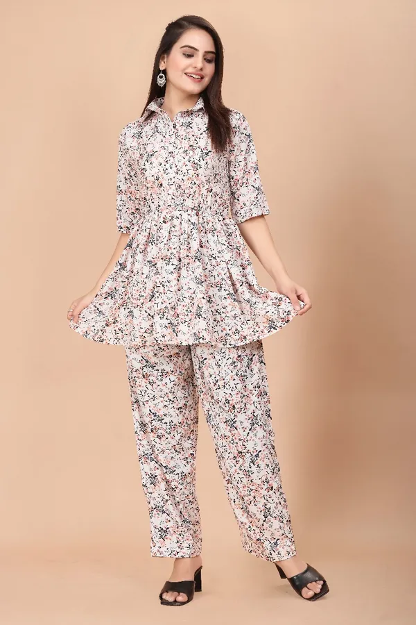 Women'S_Floral_Print_Co-Ord_Set_With_Collared_Shirt_And_Pants