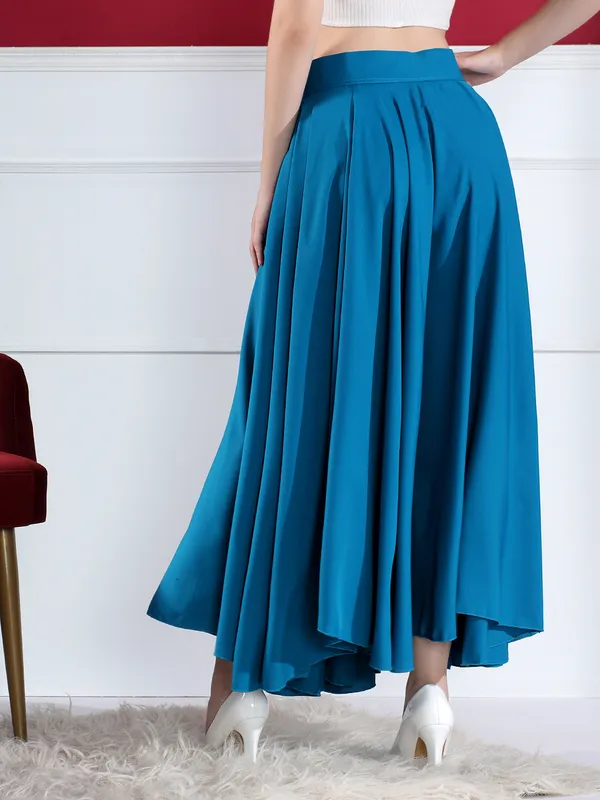 Stylish_Blue_Flared_Maxi_Skirt_With_Button_Detail