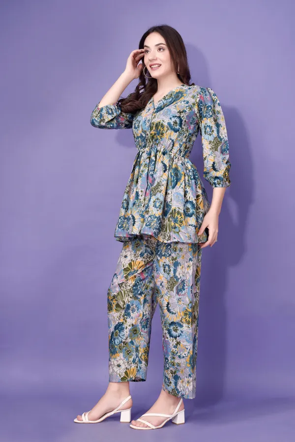 Floral_Print_Co-Ord_Set_-_Peplum_Top_With_Pants
