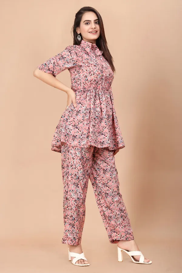 Pink_Floral_Printed_Co-Ord_Set_With_Collared_Top_And_Palazzo_Pants