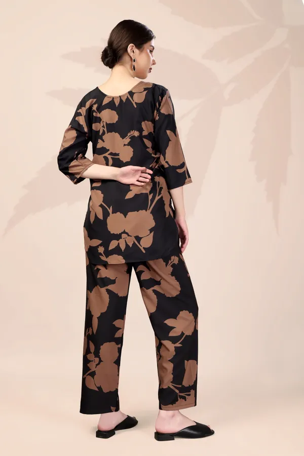 Black_And_Brown_Floral_Print_Co-Ord_Set_-_Top_And_Pant_Combo