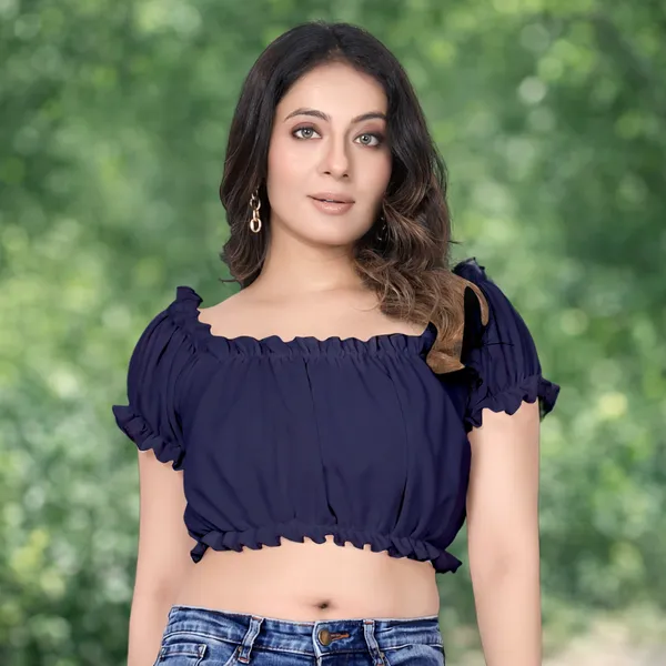 Navy_Blue_Off-Shoulder_Ruffle_Crop_Top_For_Women