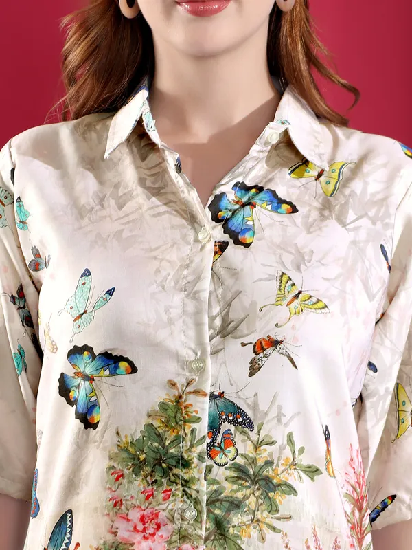 Floral_And_Butterfly_Print_Co-Ord_Set_For_Women_-_Beige