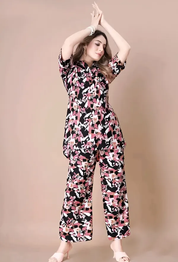 Women'S_Pink_And_Black_Abstract_Print_Co-Ord_Set