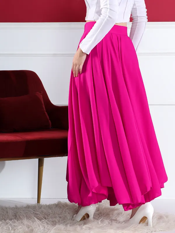 Vibrant_Magenta_High-Waisted_Pleated_Maxi_Skirt
