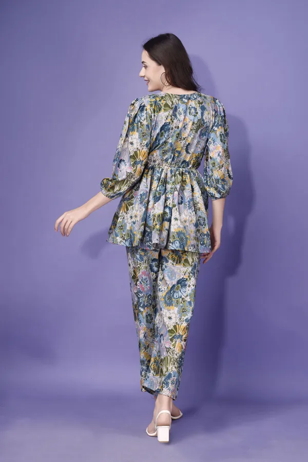 Floral_Print_Co-Ord_Set_-_Peplum_Top_With_Pants
