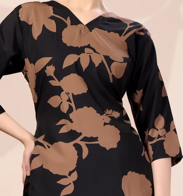 Black_And_Brown_Floral_Print_Co-Ord_Set_-_Top_And_Pant_Combo