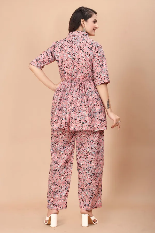 Pink_Floral_Printed_Co-Ord_Set_With_Collared_Top_And_Palazzo_Pants
