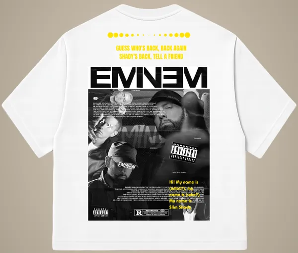 JUSTMINI JustMini Eminem Graphic Oversized White T-Shirt Price in