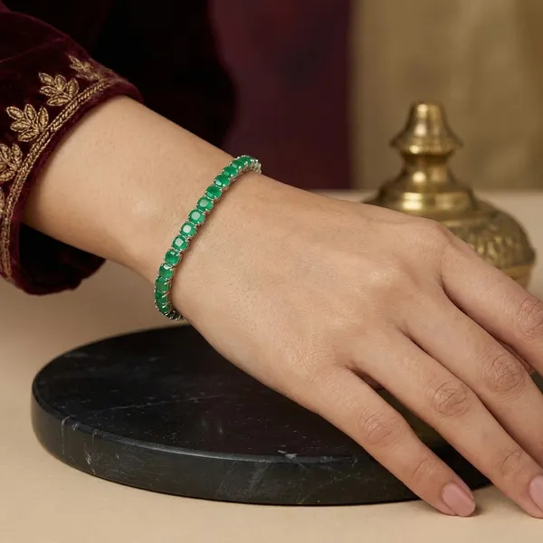 Green_Stainless_Steel_Emerald_Square_Shaped_Bracelet