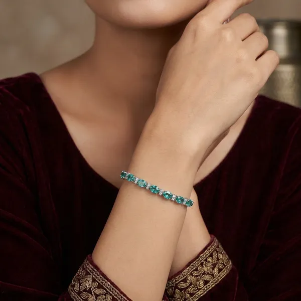 Sea_Blue_Stainless_Steel_Topaz_With_American_Diamond_Bracelet