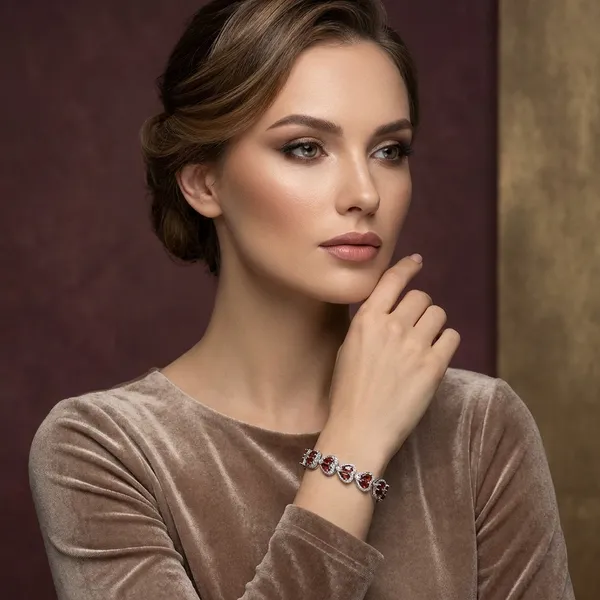 Orange_Stainless_Steel_Zircon_Heart_Shaped_Bracelet