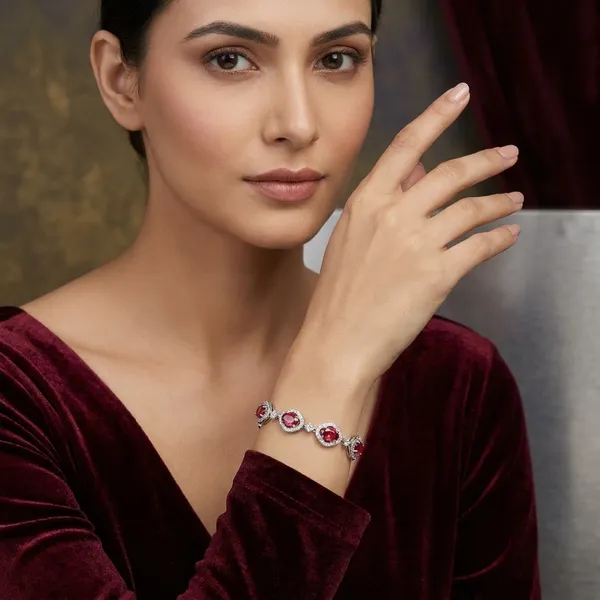 Red_Stainless_Steel_Ruby_Anti-Tarnish_&_Water_Resistant_With_American_Diamond_Oval_Shaped_Bracelet_For_Women
