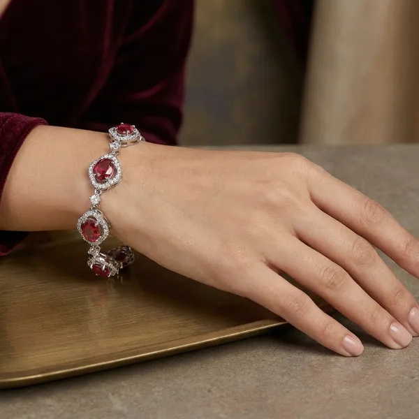 Red_Stainless_Steel_Ruby_Anti-Tarnish_&_Water_Resistant_With_American_Diamond_Oval_Shaped_Bracelet_For_Women