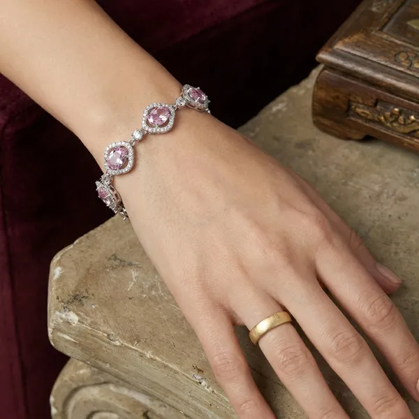 Pink_Stainless_Steel_American_Diamond_Oval_Shaped_Bracelet_For_Women