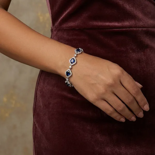 Blue_Stainless_Steel_Sapphire_With_American_Diamond_Oval_Shaped_Bracelet