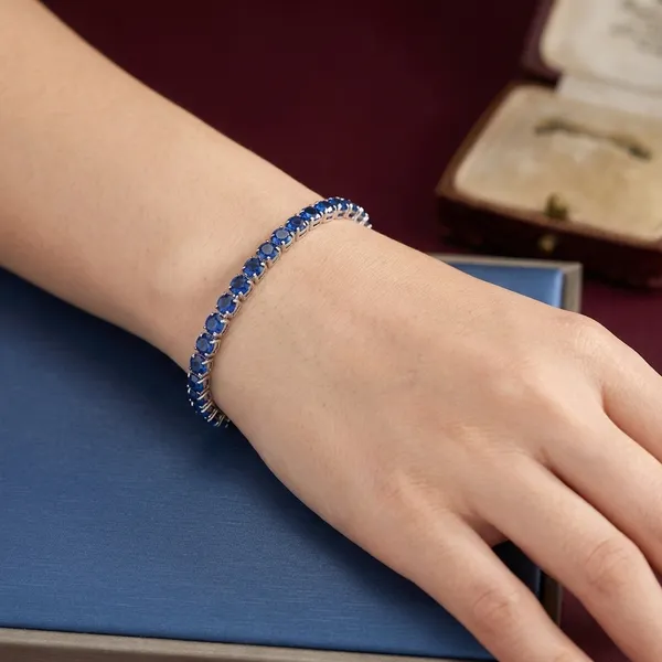 Blue_Stainless_Steel_Sapphire_Square_Shaped_Bracelet