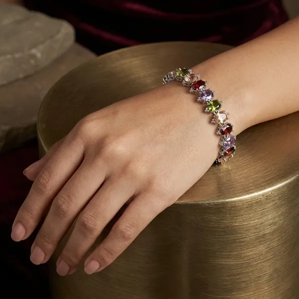 Multicolor_Stainless_Steel_Anti-Tarnish_&_Water_Resistant_Oval_Shaped_Bracelet_For_Women