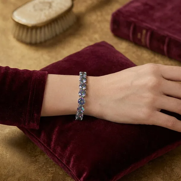 Multicolor_Stainless_Steel_Anti-Tarnish_&_Water_Resistant_Mystic_Topaz_Bracelet_For_Women