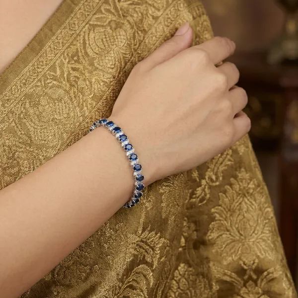 Blue_Stainless_Steel_Sapphire_With_American_Diamond_Fish_Cut_Bracelet_For_Women