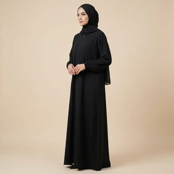 Black_Eco-Friendly_And_Non-Toxic_Material_Crepe_Zipper_Abaya_For_Women