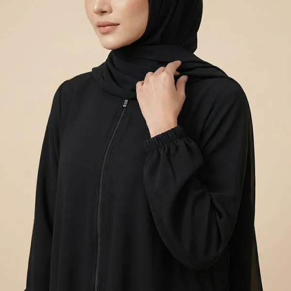 Black_Eco-Friendly_And_Non-Toxic_Material_Crepe_Zipper_Abaya_For_Women