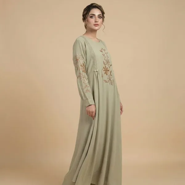 Cream_Georgette_Abaya_With_Golden_Embroidery