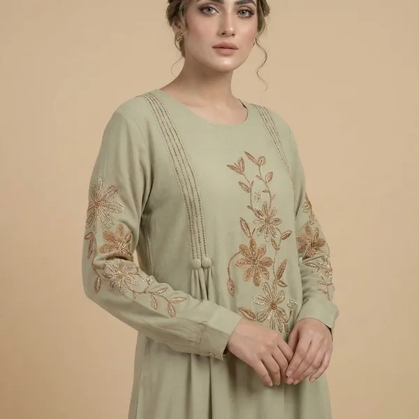 Cream_Georgette_Abaya_With_Golden_Embroidery