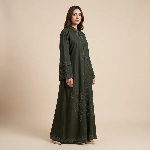 Green_Chiffon_Abaya_Burqa_With_Attached_Shrug_For_Women
