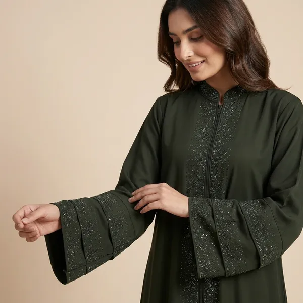 Green_Chiffon_Abaya_Burqa_With_Attached_Shrug_For_Women